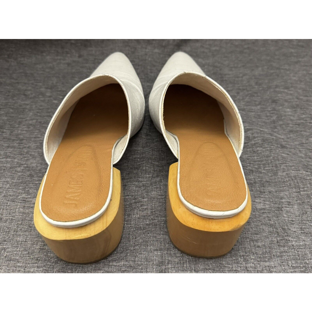 James Smith Leather White Mules style Snake Size 37 Us 6 - Picture 2 of 8